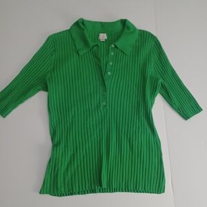 A New Day Green Half Button Spring Sweater Sz L